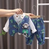 A trendy three-piece baby clothing set for boys in autumn, a spring and autumn children's vest coat, and a cool and stylish children's suit details Picture